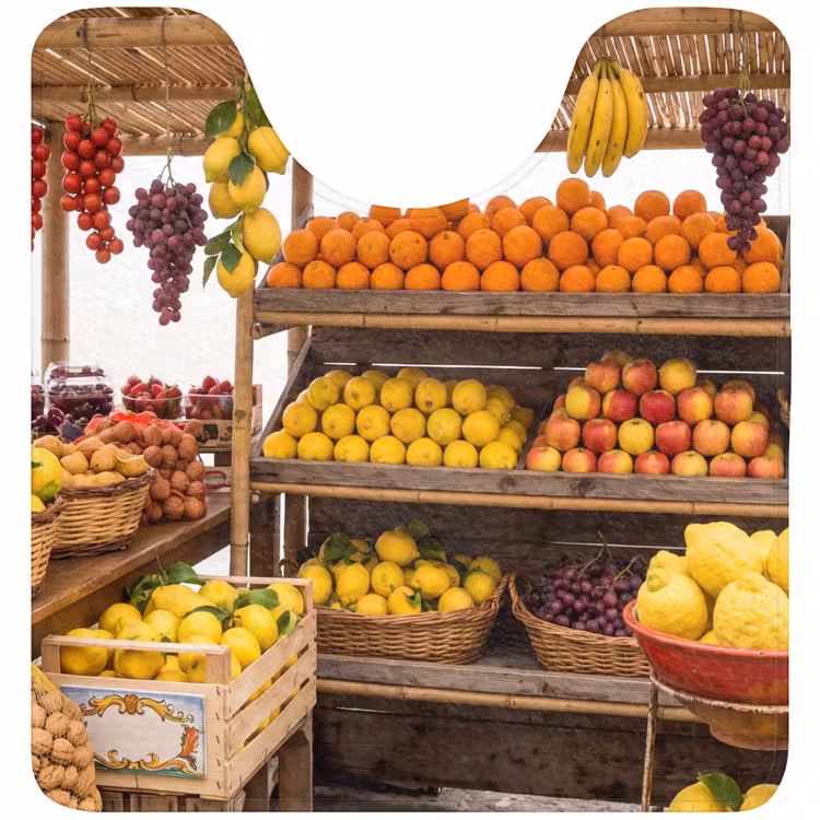 WC Vorleger - Marktstand – Obst – Frisch - Marktkraam - Fruit - Vers WCmat U-uitsnede middel