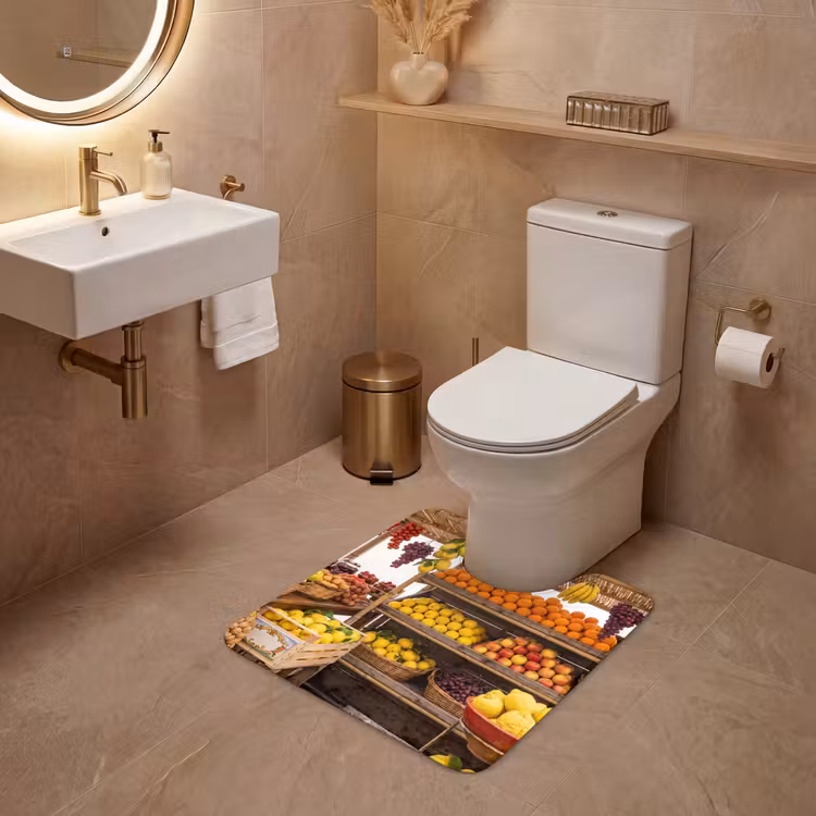 WC Vorleger - Marktstand – Obst – Frisch - Marktkraam - Fruit - Vers WCmat U-uitsnede middel
