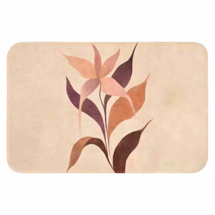 Minimalistisch - Bloem - Bladeren - Beige WCmat klein -3d