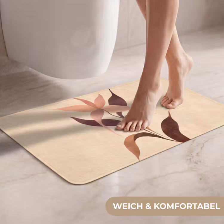 Minimalistisch - Bloem - Bladeren - Beige WCmat klein -USP_ZachtDE