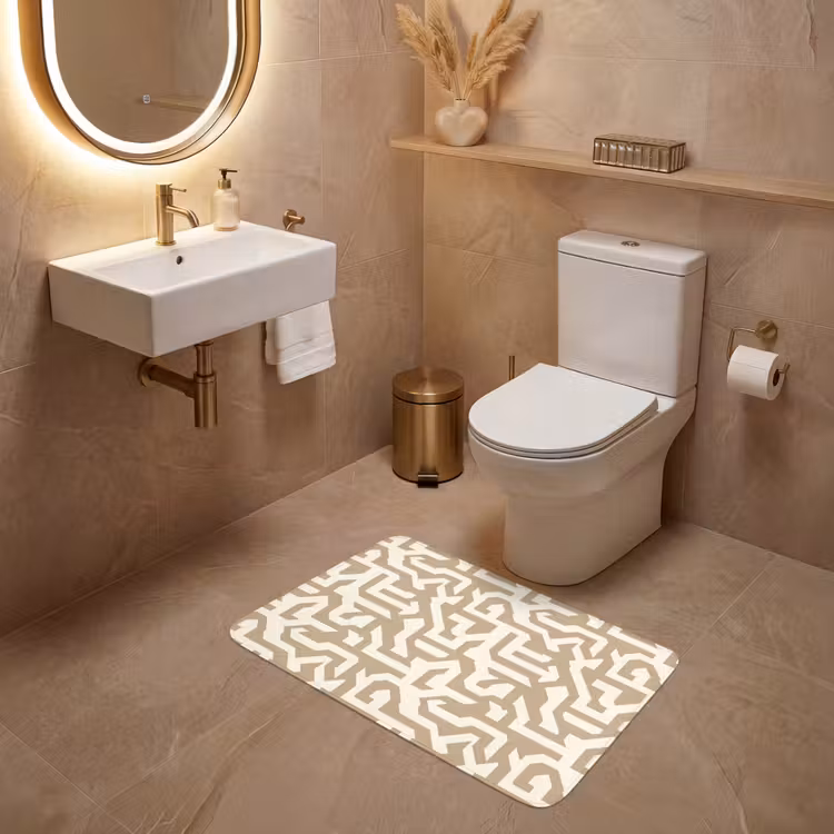Modern - Abstract - Beige WCmat middel 1009 -sfeer3