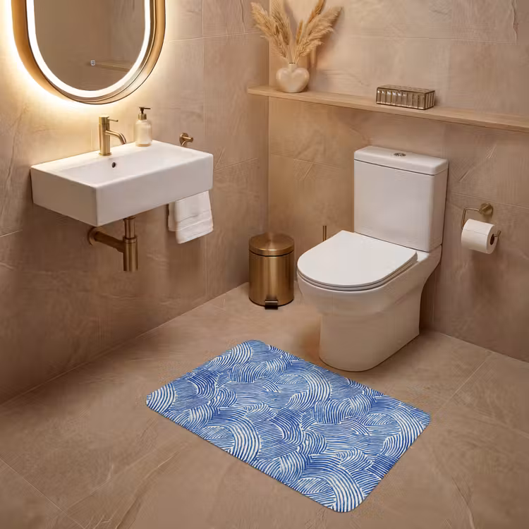 Modern - Abstract - Blauw WCmat middel 1009 -sfeer3