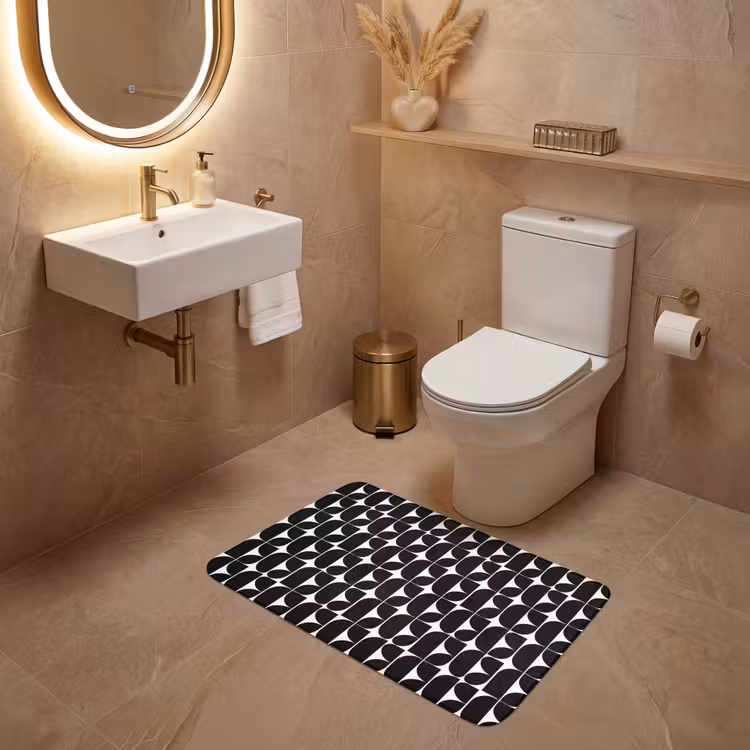 Modern - Geometrisch - Zwart WCmat middel 1009 -sfeer3