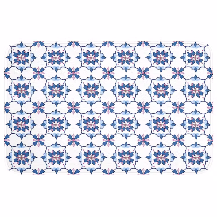 Modern - Patroon - Blauw - Roze WCmat middel 1009 -3d