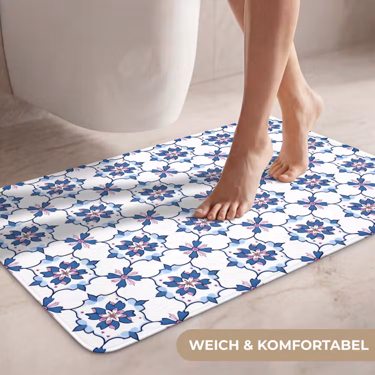 Modern - Patroon - Blauw - Roze WCmat middel 1009 -USP_ZachtDE