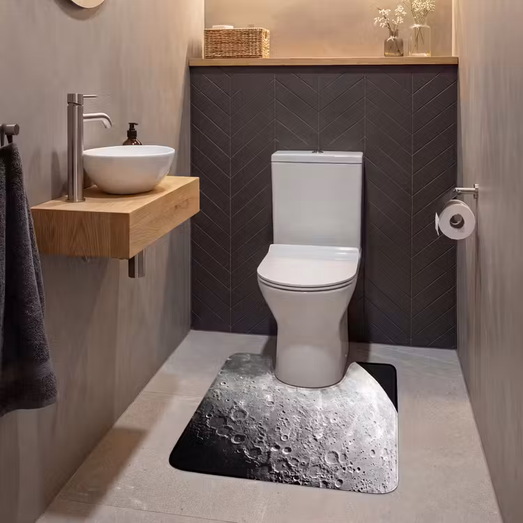 WC Vorleger - Mond – Krater – Weltraum - Maan - Kraters - Ruimte WCmat U-uitsnede middel