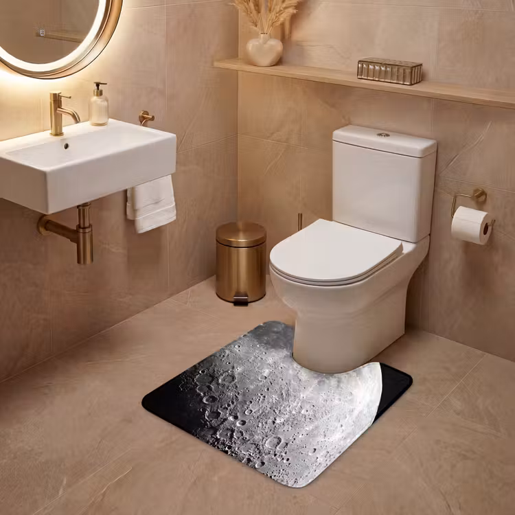 WC Vorleger - Mond – Krater – Weltraum - Maan - Kraters - Ruimte WCmat U-uitsnede middel