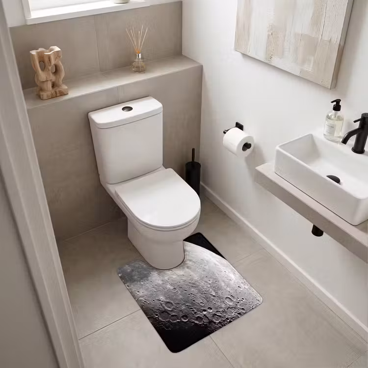WC Vorleger - Mond – Krater – Weltraum - Maan - Kraters - Ruimte WCmat U-uitsnede middel