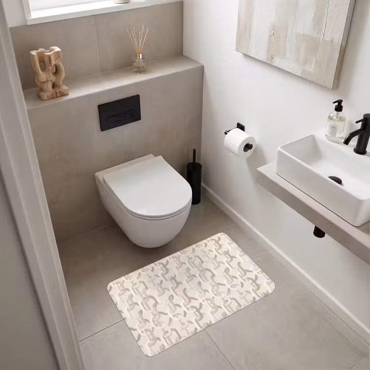 Motief - Abstract - Beige WCmat middel 1009 -sfeer1