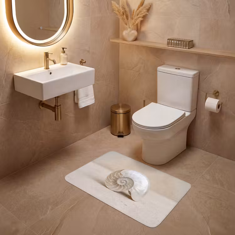 Schelp - Spiraal - Beige WCmat middel -sfeer3