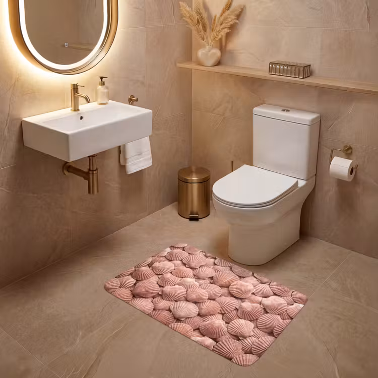 Schelpen - Patroon - Roze WCmat middel -sfeer3