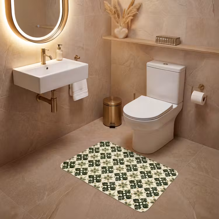 Patroon - Tegel - Groen WCmat middel 1009 -sfeer3