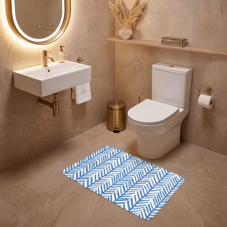 Patroon - Streep - Blauw WCmat middel 1009 -sfeer3