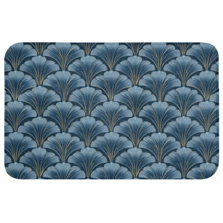 Patroon - Ginkgoblad - Blauw WCmat middel 1009 -3d