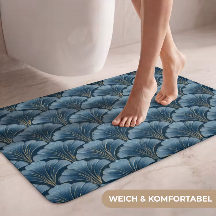 Patroon - Ginkgoblad - Blauw WCmat middel 1009 -USP_ZachtDE