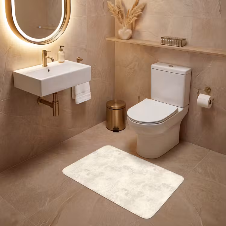 Patroon - Organisch - Beige WCmat middel 1009 -sfeer3
