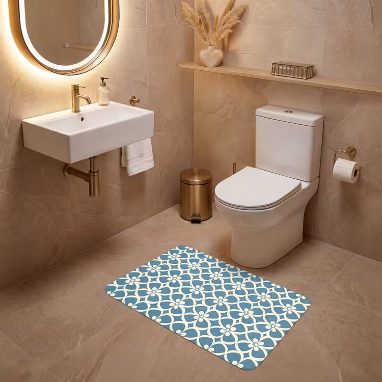 Patroon - Symmetrisch - Blauw WCmat middel 1009 -sfeer3