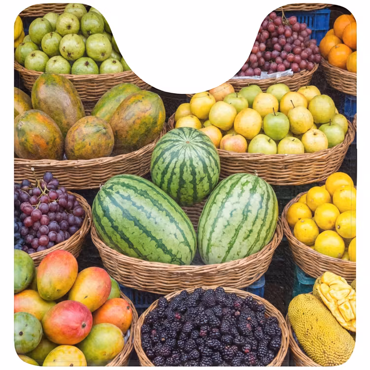 WC Vorleger - Obst – Markt – Bunt - Fruit - Markt - Kleurrijk WCmat U-uitsnede middel