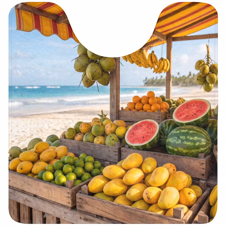 WC Vorleger - Obst – Strand – Tropisch - Fruit - Strand - Tropisch WCmat U-uitsnede middel