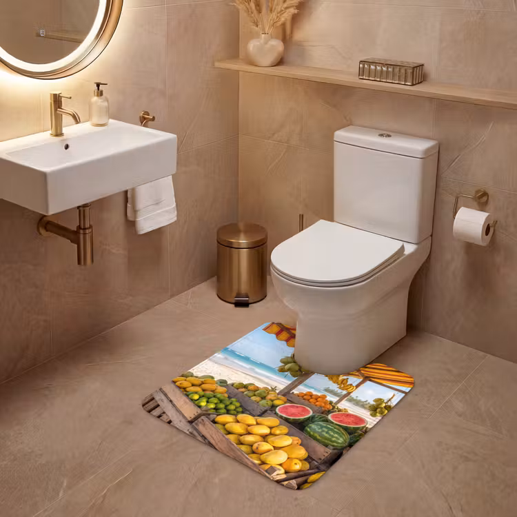 WC Vorleger - Obst – Strand – Tropisch - Fruit - Strand - Tropisch WCmat U-uitsnede middel