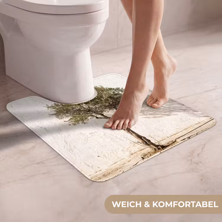 WC Vorleger - Olivenbaum – Wand – weiß - Olijfboom - muur - wit WCmat U-uitsnede middel