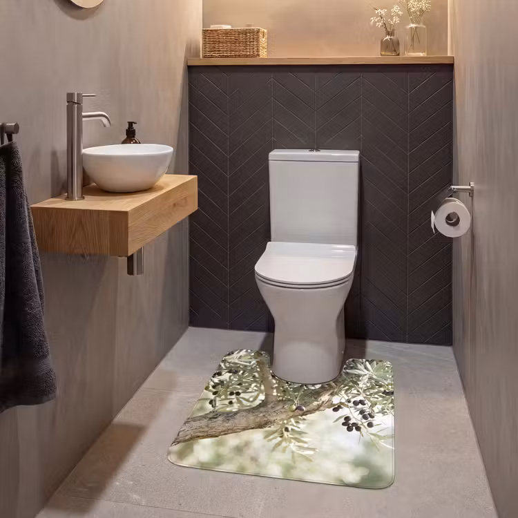 WC Vorleger - Olivenbaum – Zweig – grün - Olijfboom - tak - groen WCmat U-uitsnede middel