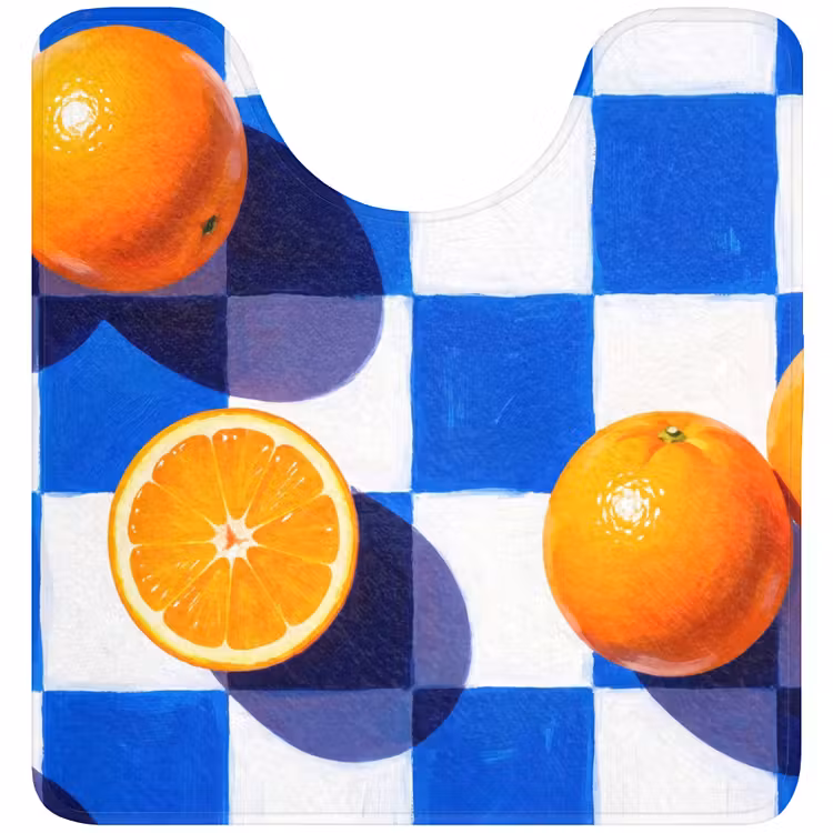 WC Vorleger - Orange – Kariert – Essen - Sinaasappel - Geruit - Eten WCmat U-uitsnede middel