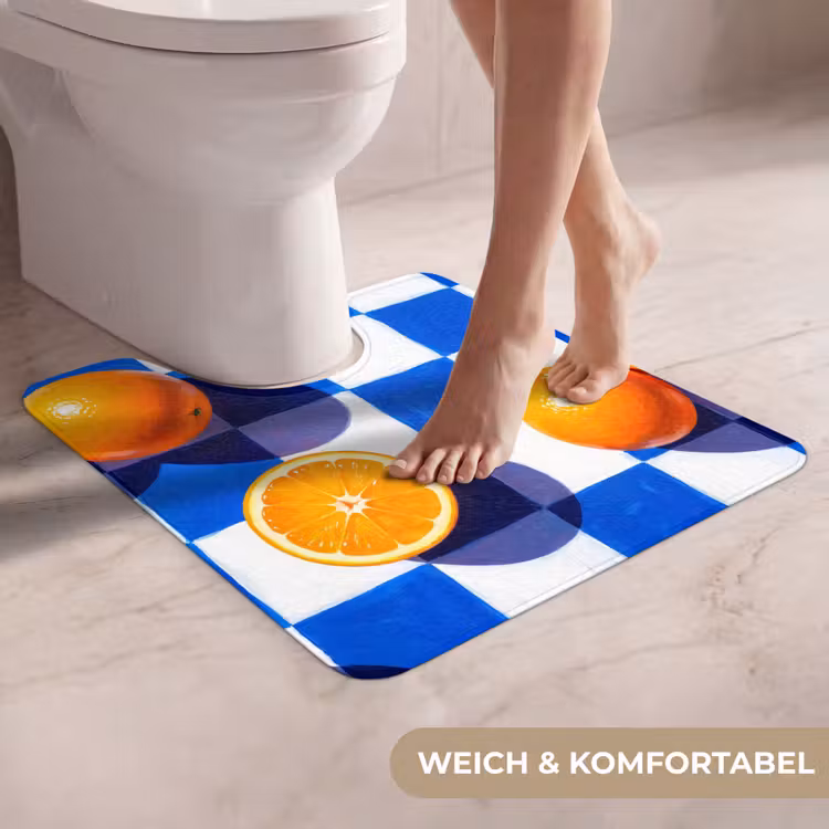 WC Vorleger - Orange – Kariert – Essen - Sinaasappel - Geruit - Eten WCmat U-uitsnede middel