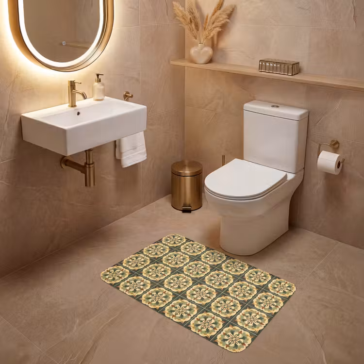 Ornament - Patroon - Groen WCmat middel 1009 -sfeer3