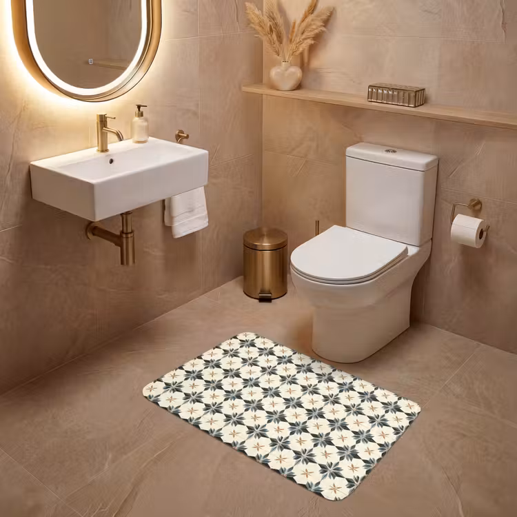 Sierlijk - Ornament - Blauw WCmat middel 1009 -sfeer3