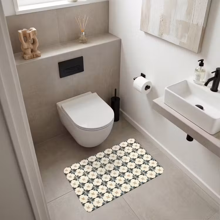Sierlijk - Ornament - Blauw WCmat middel 1009 -sfeer1