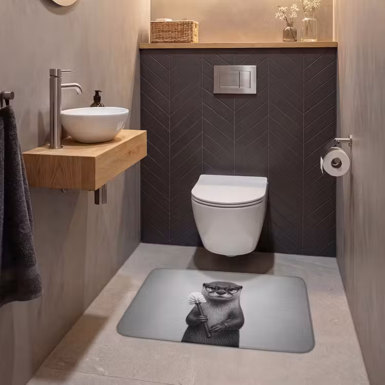 Otter - Wc-borstel - Bril - Zwart - Wit WCmat middel -sfeer2