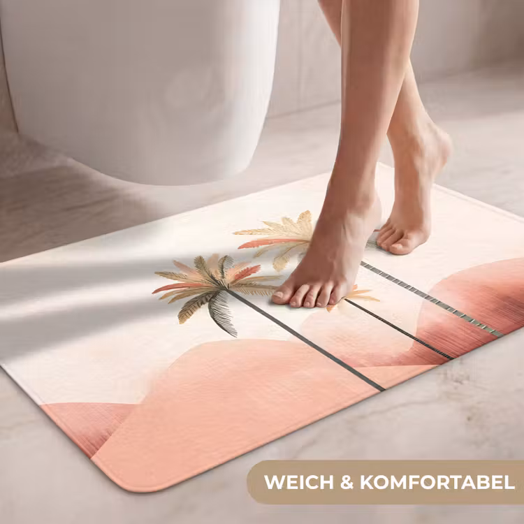 Palmbomen - Heuvels - Minimalistisch - Zachtroze WCmat middel -USP_ZachtDE