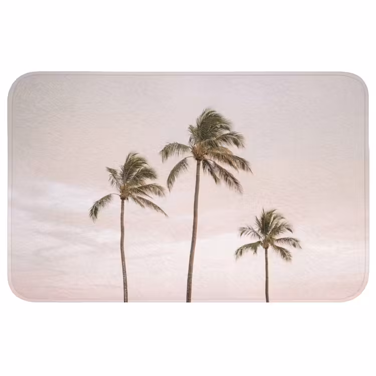 Palmbomen - Zonsondergang - Roze WCmat middel -3d
