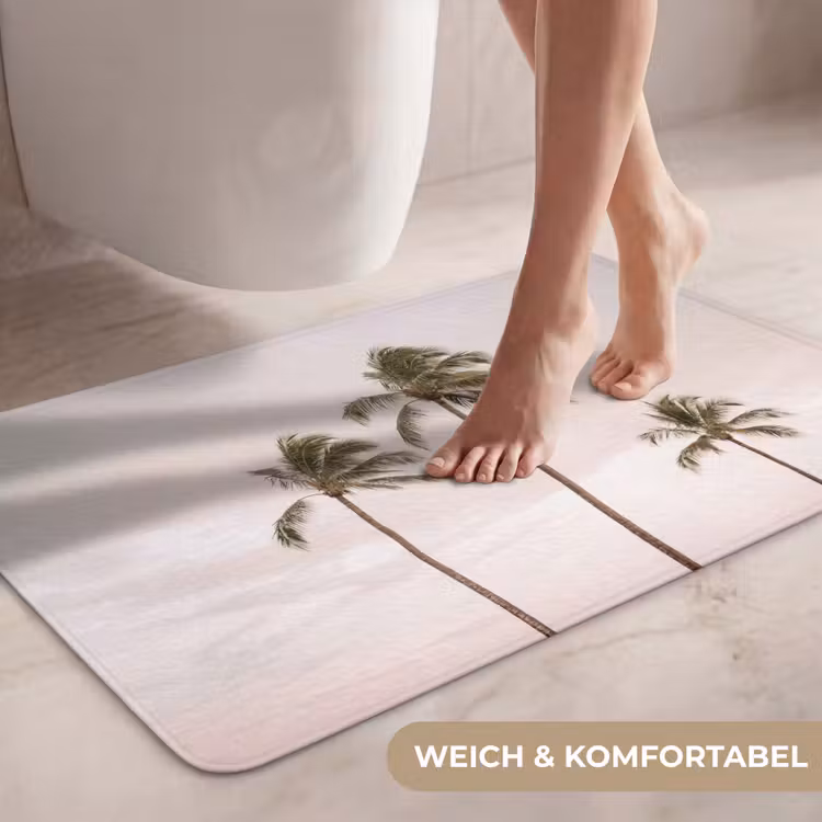 Palmbomen - Zonsondergang - Roze WCmat middel -USP_ZachtDE