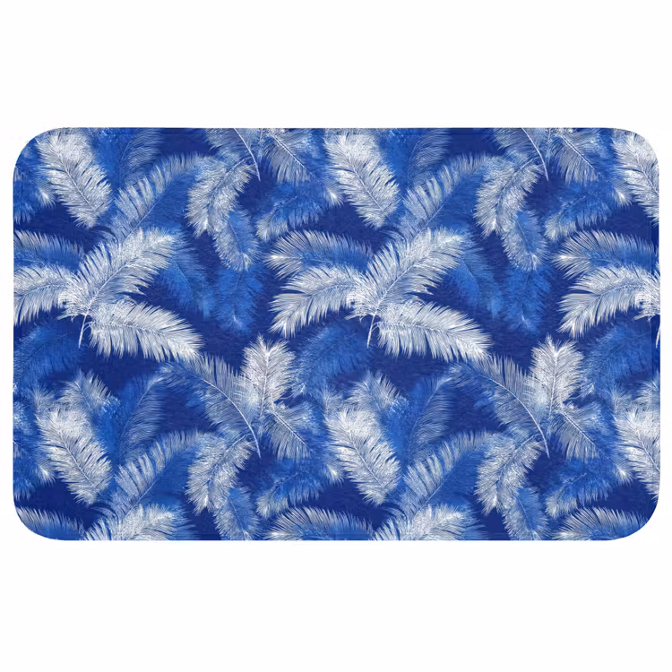 Palmblad - Patroon - Blauw WCmat middel 1009 -3d