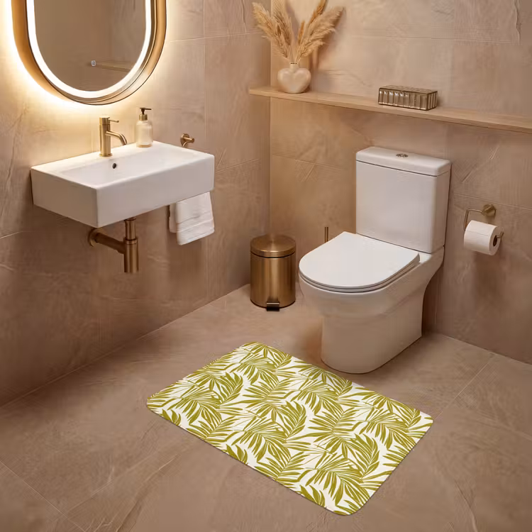 Palmblad - Patroon - Groen WCmat middel 1009 -sfeer3