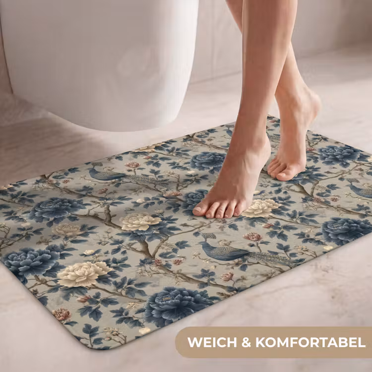 Pauw - Bloemen - Blauw WCmat middel 1009 -USP_ZachtDE