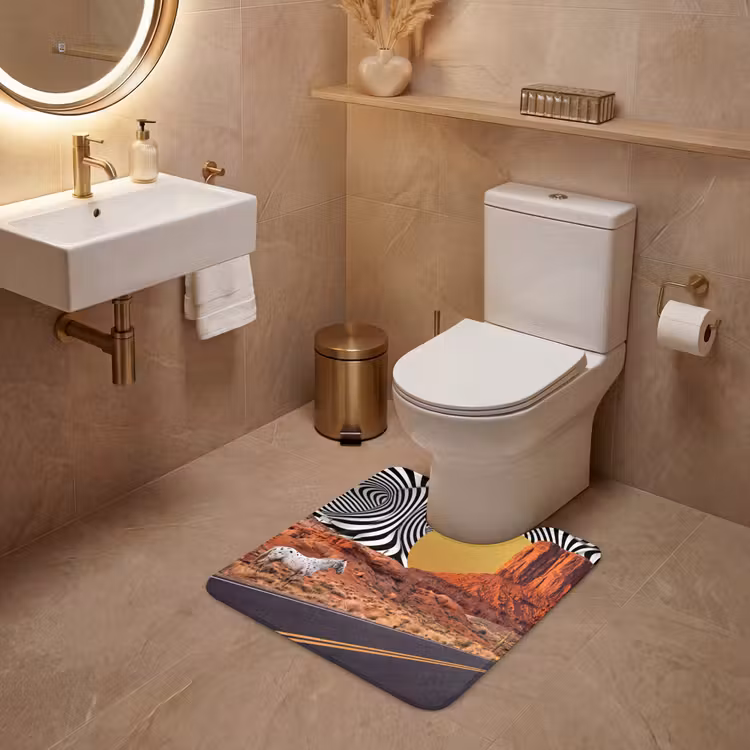 WC Vorleger - Pferd – Wüste – Natur - Paard - Woestijn - Natuur WCmat U-uitsnede middel