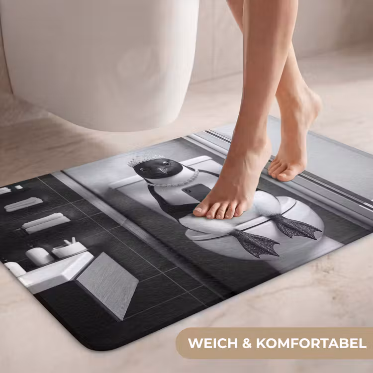 Pinguïn - Telefoon - Toilet - Zwart - Wit WCmat middel -USP_ZachtDE