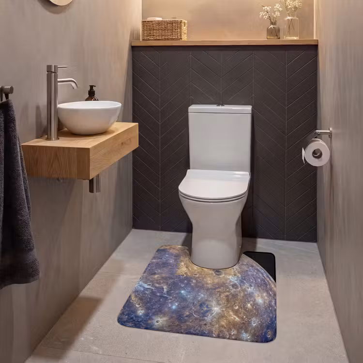 WC Vorleger - Planet – Krater – Weltraum - Planeet - Kraters - Ruimte WCmat U-uitsnede middel