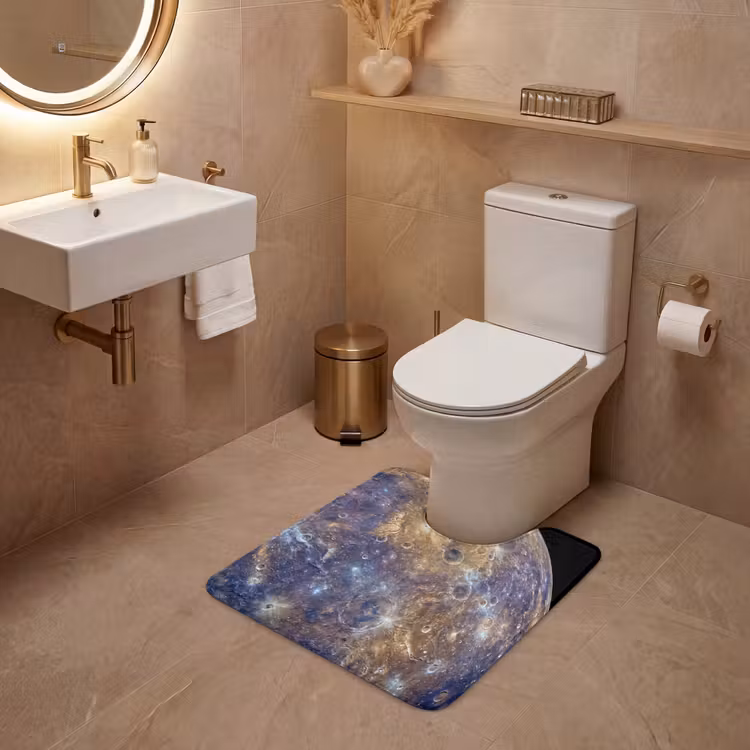 WC Vorleger - Planet – Krater – Weltraum - Planeet - Kraters - Ruimte WCmat U-uitsnede middel
