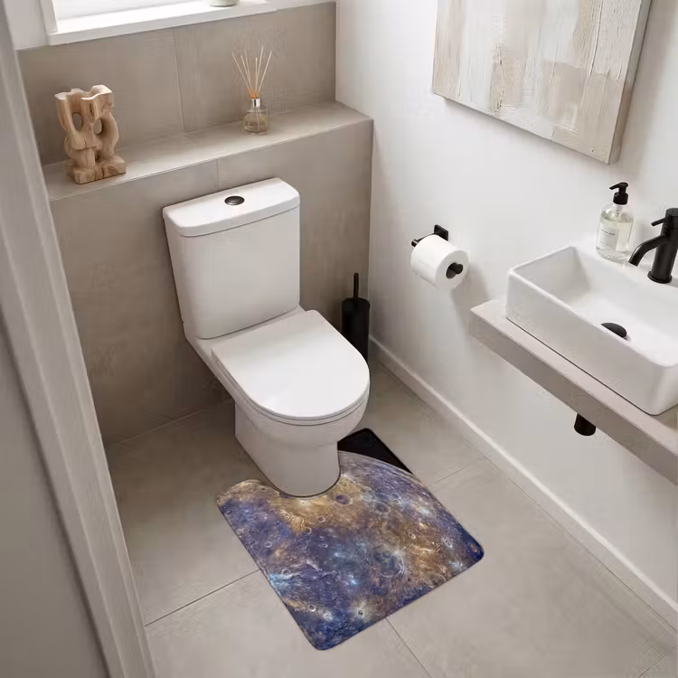 WC Vorleger - Planet – Krater – Weltraum - Planeet - Kraters - Ruimte WCmat U-uitsnede middel