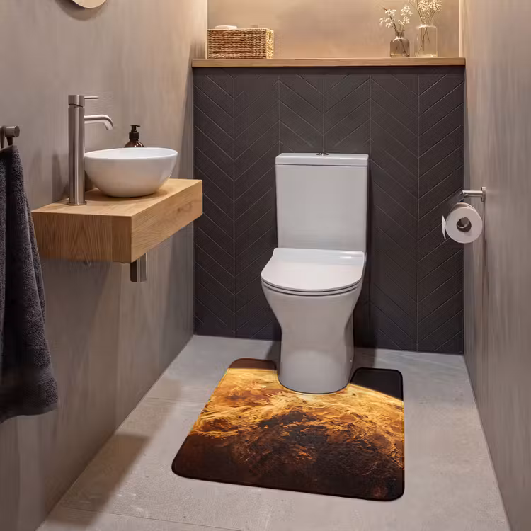 WC Vorleger - Planet – Weltraum – Orange - Planeet - Ruimte - Oranje WCmat U-uitsnede middel
