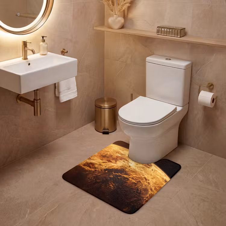 WC Vorleger - Planet – Weltraum – Orange - Planeet - Ruimte - Oranje WCmat U-uitsnede middel