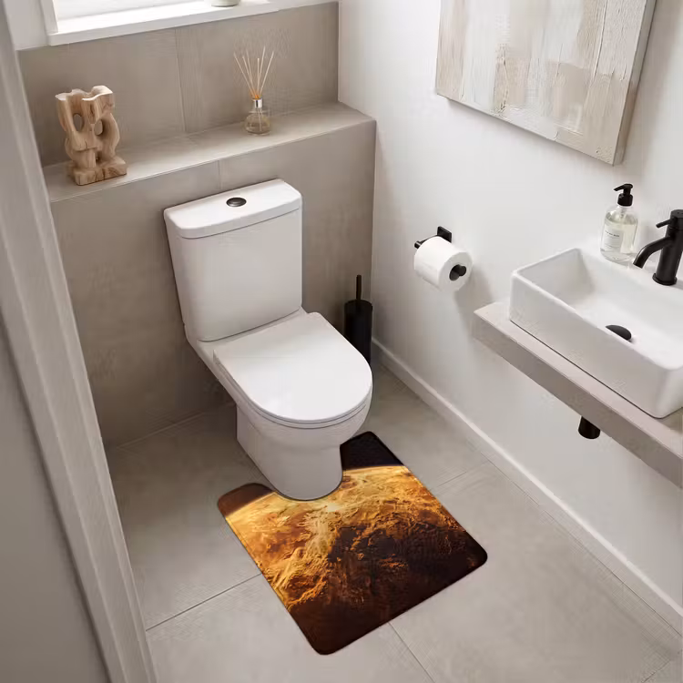 WC Vorleger - Planet – Weltraum – Orange - Planeet - Ruimte - Oranje WCmat U-uitsnede middel