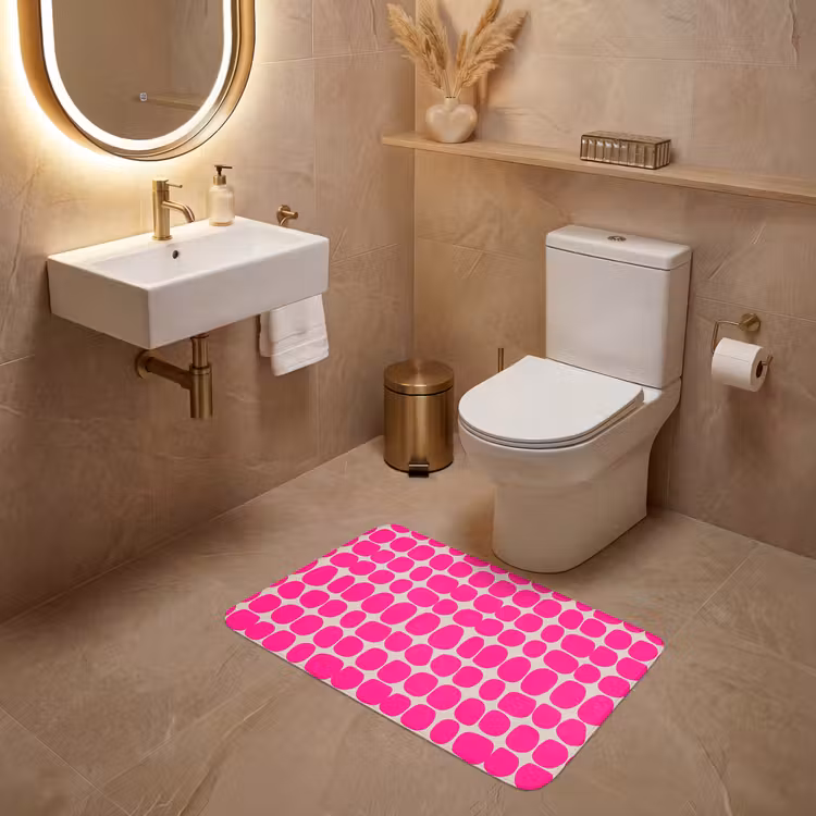Stippen - Patroon - Roze WCmat middel 1009 -sfeer3