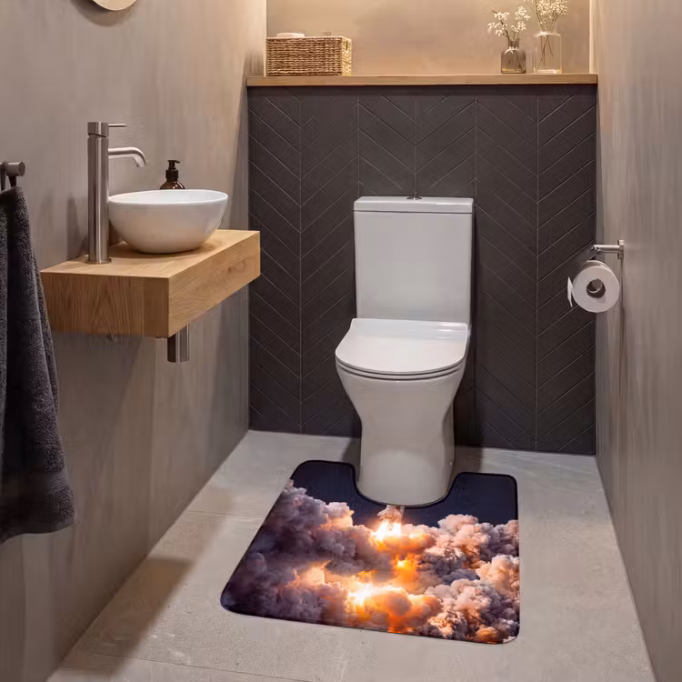 WC Vorleger - Raumfahrzeug – Start – Sterne - Ruimtevaartuig - Lancering - Sterren WCmat U-uitsnede middel