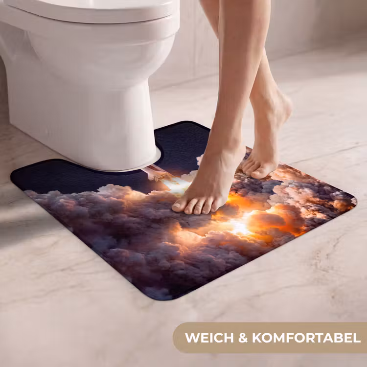 WC Vorleger - Raumfahrzeug – Start – Sterne - Ruimtevaartuig - Lancering - Sterren WCmat U-uitsnede middel