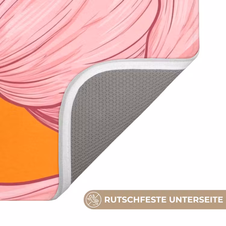 WC Vorleger - Rosa Blumen – Modern - Roze bloemen - Modern WCmat U-uitsnede middel